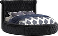 First of a Kind Velvet Tufted Platform Storage Bed, Circle Bed by FirstofaKind