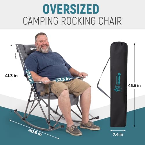 FUNDANGO Oversized Rocking Camping Chair 440Lbs Padded Folding Camp Chairs - Image 2