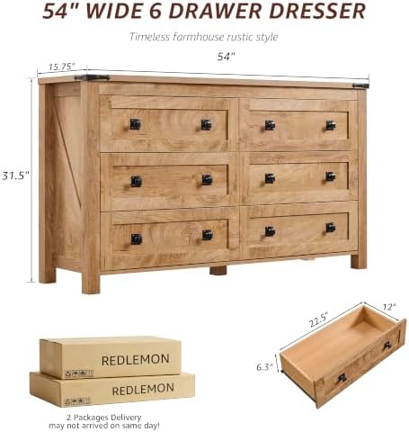 RedLemon Farmhouse 48" 5-Drawer Dresser - Image 2