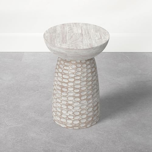 SIMPLIHOME Boyd 13" Wide Solid Mango Wood Table in Distressed White - Image 5