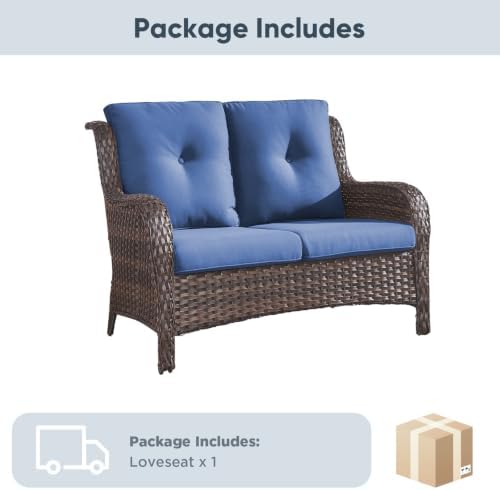 Belord Patio Sofa Luxury PE Wicker Loveseat - Image 6