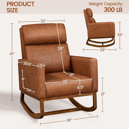 Yaheetech 28in Wide Padded High Back Nursery Rocking Chair - Image 2