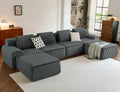 147" Boneless Couches for Living Room Oversized U-Shaped Grey by Kalafini