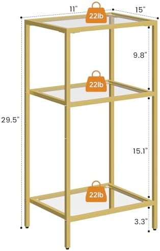 Gold Side Tables Set of 2, Tempered Glass End Table - Image 3