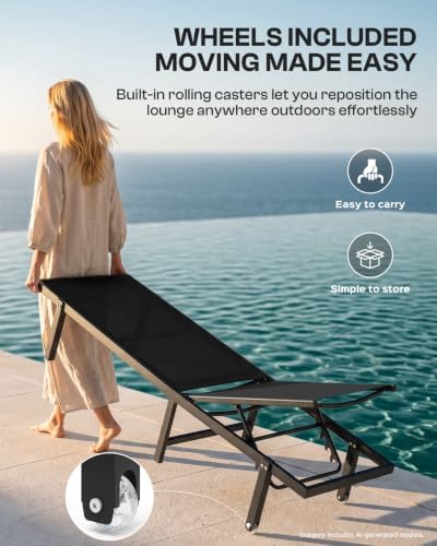 Outdoor Lounge Chair Set of 4, Aluminum Pool Lounge Chairs - Image 3
