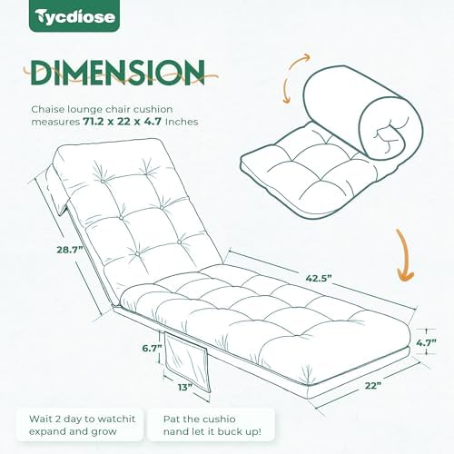 Outdoor Chaise Lounge Chair Cushion, Non-Slip Patio Lounge Chair Cushions - Image 2