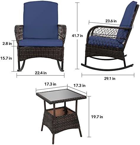 LEVELEVE 3 pcs Rocking Bistro Set Conversation Chairs - Image 4