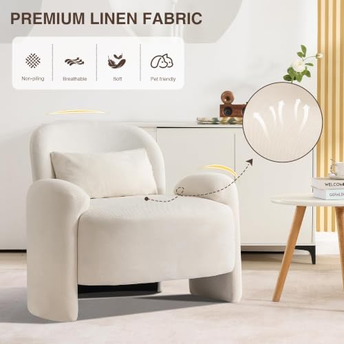 LOULENS Accent Chair Set of 2, Linen Fabric Lounge Armchair - Image 4