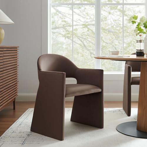 Modway Talia Performance Velvet Dining Armchair in Chocolate Brown - Image 2