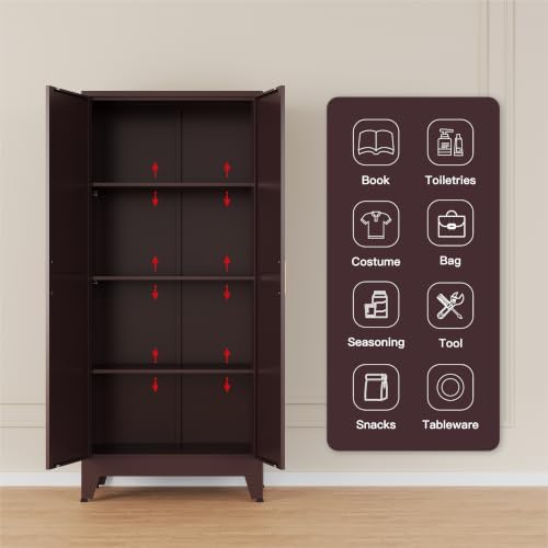 Washsemba 61" Tall Farmhouse Metal Pantry Cabinet, Kitchen Pantry Storage - Image 4