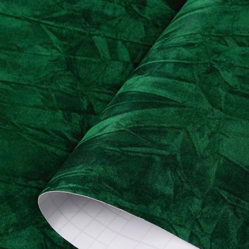 Decotalk Velvet Wallpaper Green Velvet Peel and Stick Wallpaper 15.7x120 Inch by Decotalk
