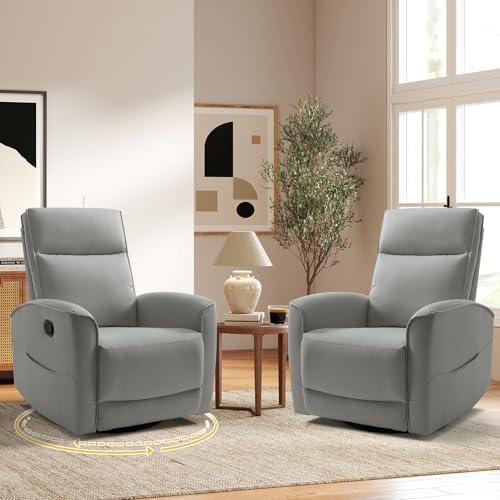 HAOMARKETS Swivel Rocker Recliner Chair Set of 2, Manual Faux Leather Glider by HAOMARKETS