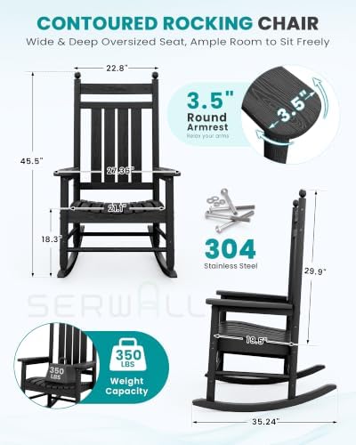 SERWALL Comfortable Outdoor Rocking Chairs Set of 2 - Image 2
