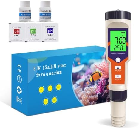 Digital PH Water Tester, 5 in 1 PH/TDS/EC/Salt/Temp Meter by GISNPA