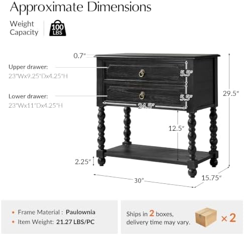 HULALA HOME Farmhouse Accent End Table - Image 2