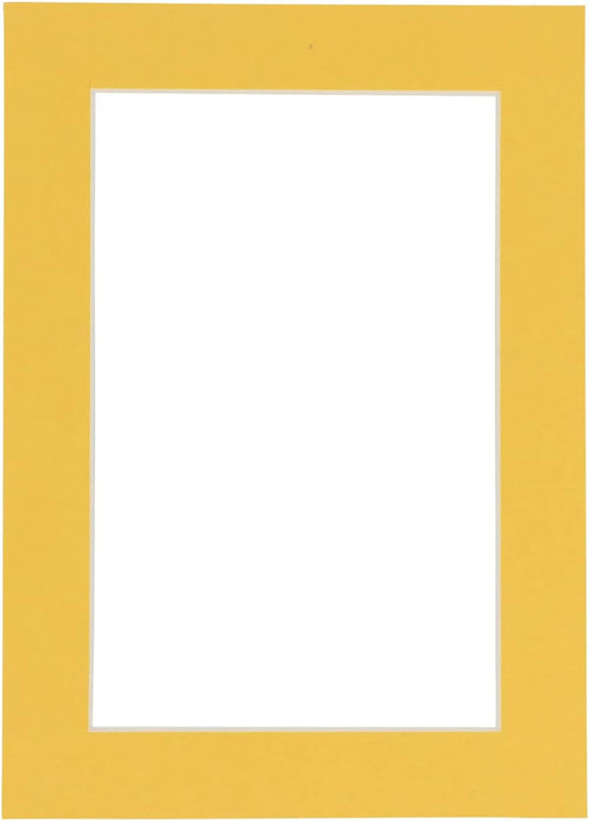 Poster Palooza 8x10 Mat Bevel Cut for 6x8 Photos - Acid Free Chamois Yellow Precut Matboard - For Pictures, Photos, Framing - 4-ply Thickness