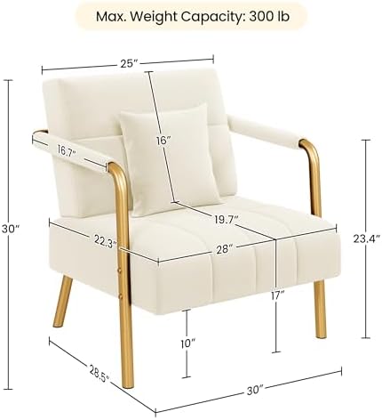 Yaheetech 30" Accent Chair Velvet Armchair - Image 3