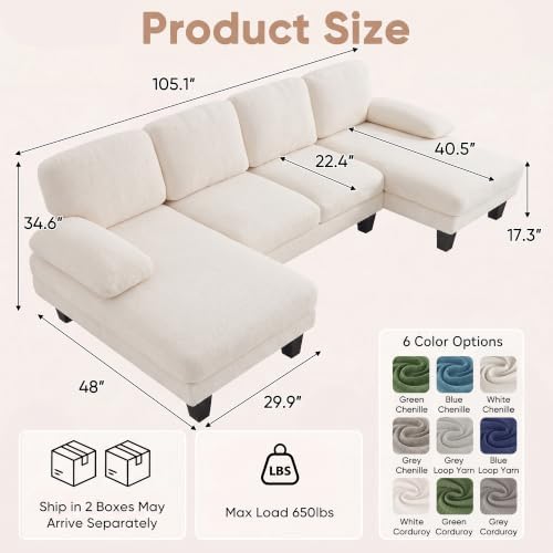 Homall 105" U-Shaped Sectional Couches, Sofa Couch - Image 2