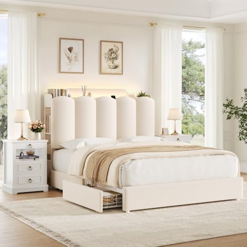 HOSTACK Queen Upholstered Platform Bed Frame by HOSTACK
