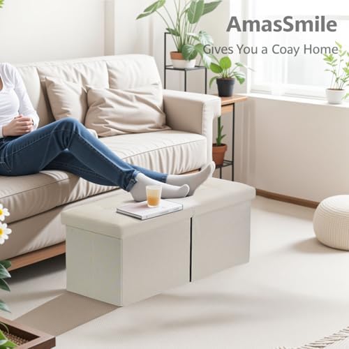 AmasSmile Footrest Ottoman Storage Bench - Image 5