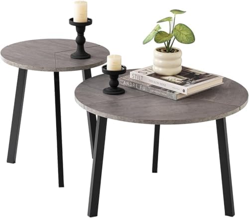 COSIEST Small Coffee Table Set of 2, Round Coffee Table - Image 3
