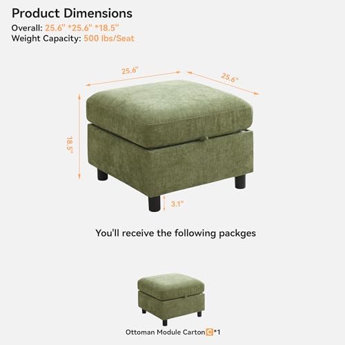 WUTUTUEE 25" Square Storage Ottoman - Image 2