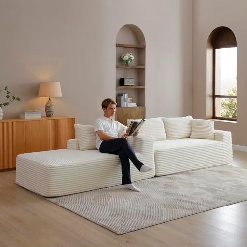 105-Inch L-Shaped Left Facing Corner Compressed Sofa Modular Sectional Boneless - Image 7