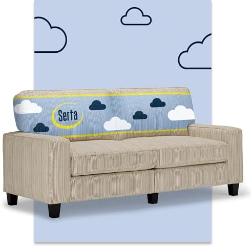 Serta Palisades 73" Track Arm Sofa, Easy Care Polyester, Soft Pillow Back by Serta