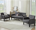 Mid-Century Modern Tufted Loveseat Sofa Set w/ 2 USB & 2 Cupholders by TYBOATLE