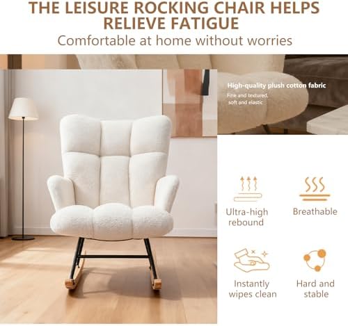 Nursery Rocking Chair, Upholstered Glider Chair - Image 6