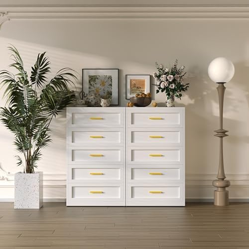 Metal Drawer Dresser for Bedroom，White 5 Drawer Dresser - Image 5