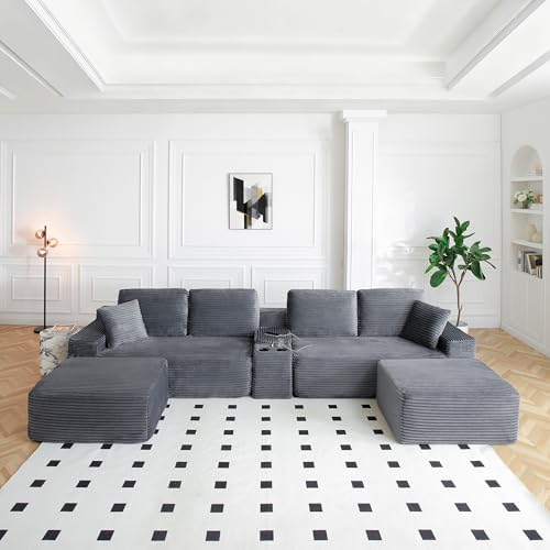 ivoros 125 Inch Modular Sectional Sofa Couch, Oversized Modern Cloud Couch by ivoros