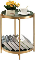 TeoKJ 2 Tier Gold Side Table, Folding Round Metal End Table Small Nightstand by TeoKJ