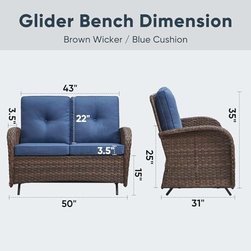 Belord Outdoor Glider Bench Patio Loveseat - Image 6