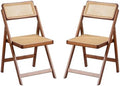 Furlide Rattan Folding Chairs Set of 2, Bamboo Dining Chairs by Furlide