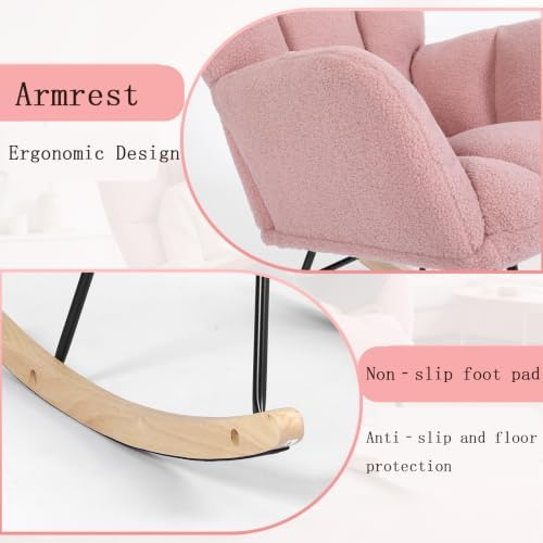 Teddy Upholstered Glider Rocking Chair, Comfy Accent Armchair - Image 5