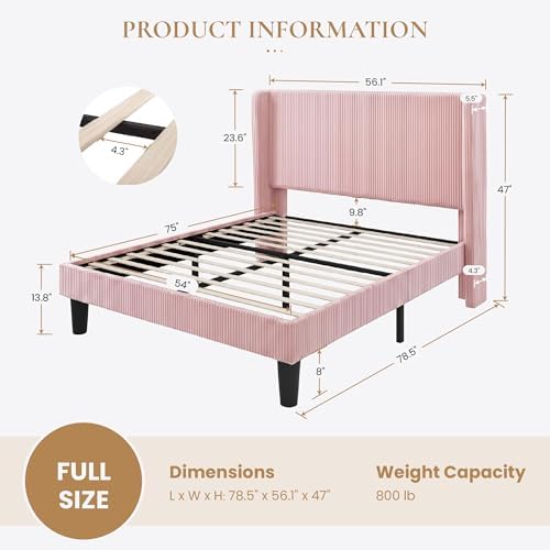 SHA CERLIN Full Corduroy Platform Bed - Image 2