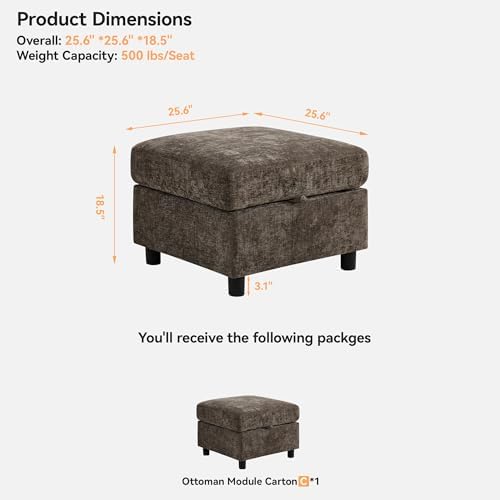 WUTUTUEE 25'' Square Storage Ottoman Module - Image 2