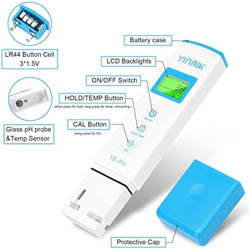 pH Meter, Digital pH Tester for Hydroponics, YINMIK pH Temperature Meter - Image 2