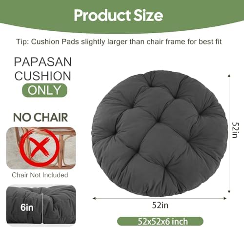 idee-home Papasan Chair Cushion, Circle Papasan Chair Cushion - Image 2