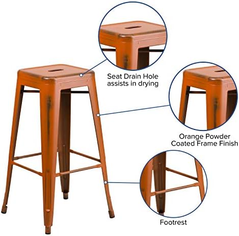 Flash Furniture 30 in Metal Indoor/Outdoor Barstool - Image 4