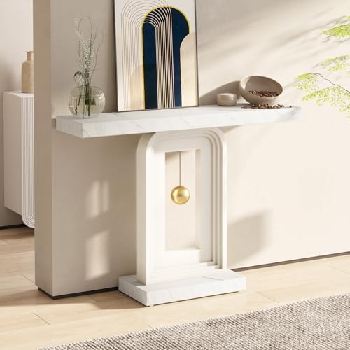 Tribesigns Modern Console Table, 40 Inches Faux Marble Sofa Table, Contemporary - Image 4