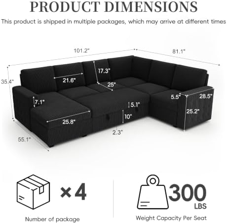 104"Sectional sleeper Sofa Bed, Pull Out Couch - Image 3