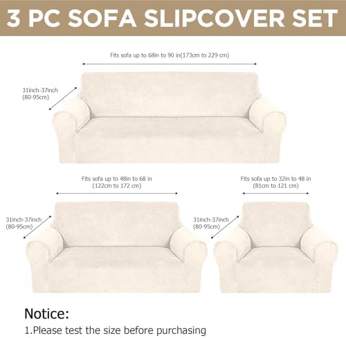 Peryiter 3 Pcs Couch and Loveseat Sofa Covers - Image 2