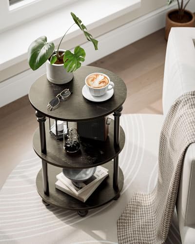 Round Small End Table with Classic Turned Legs, 3 Tier Oval Accent Table - Image 5