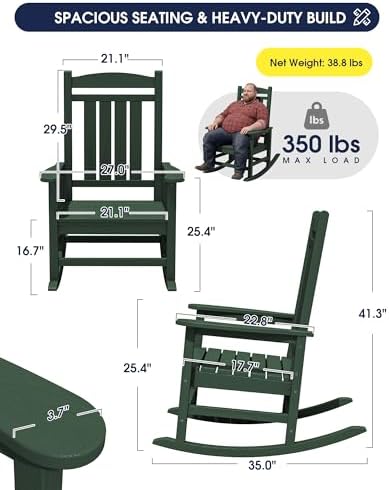 KINGYES Oversized Outdoor Rocking Chair - Image 3
