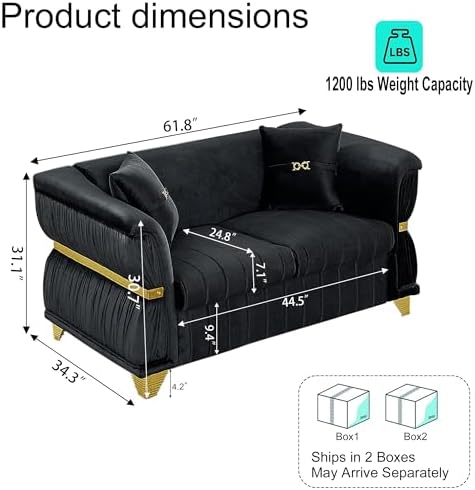 KEIKI 62" Luxury Oversized Velvet Chesterfield Sofa - Image 2