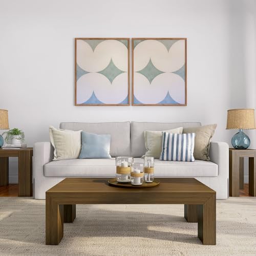 Plank+Beam Modern Coffee Table, 48 Inch, Rectangular, Pecan Wirebrush - Image 2