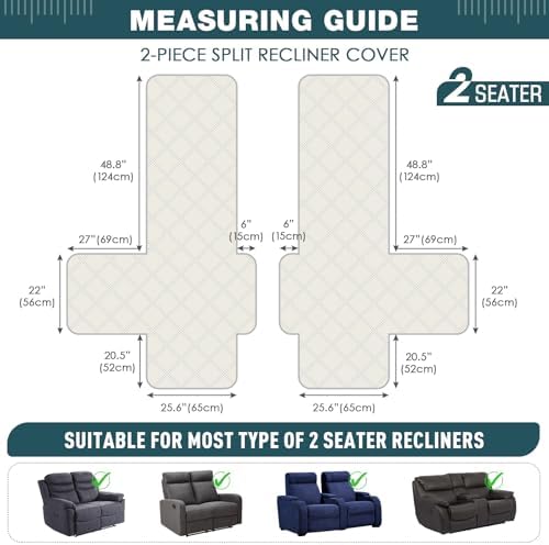 TAOCOCO 100% Waterproof Loveseat Recliner Covers 2 Seater, Split Loveseat Covers - Image 2