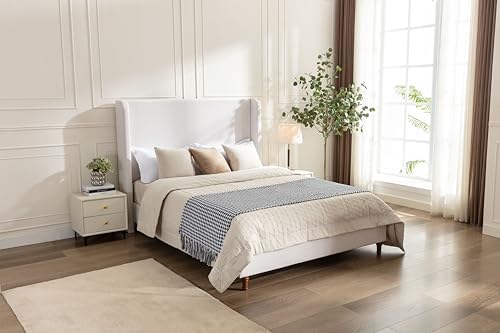 California King Size Upholstered Bed Frame, Elegant Simplicity/Strong Wood - Image 5
